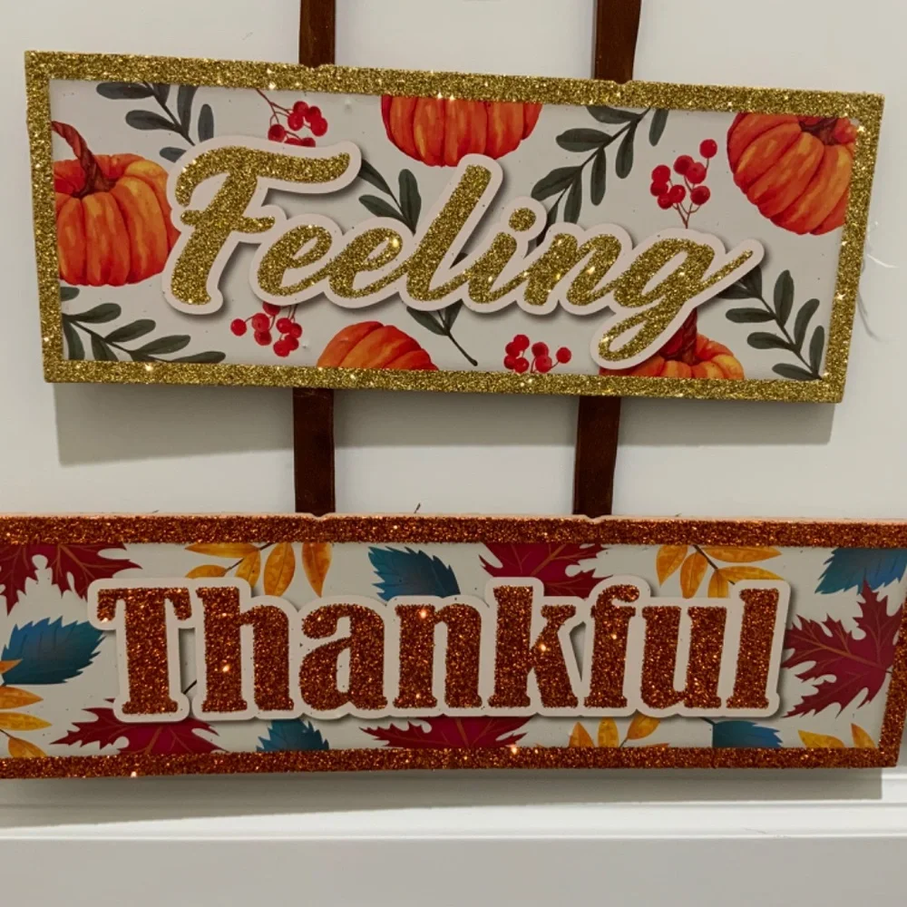 Feeling Thankful - Pumpkin Door Wall Decor Autumn Fall Halloween Decoration NEW - Picture 5 of 6